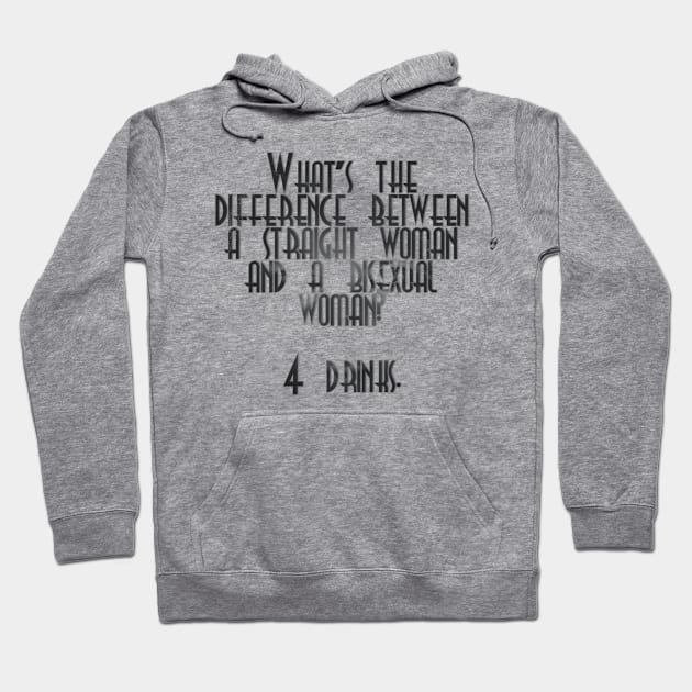 What’s the difference between a straight woman and a bisexual woman?  4 drinks. Hoodie by afternoontees